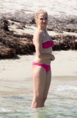 CAMERON DIAZ in Pink Bikini on the Beach in Caribbean