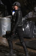 CAMREN BICONDOVA on the set of Gotham TV Series in New York