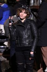 CAMREN BICONDOVA on the set of Gotham TV Series in New York