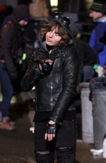 CAMREN BICONDOVA on the set of Gotham TV Series in New York