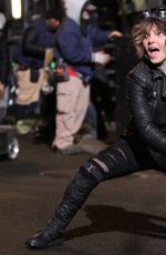 CAMREN BICONDOVA on the set of Gotham TV Series in New York