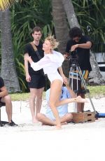 CHARLIZE THERON in Swimsuit at a Photoshoot in Miami