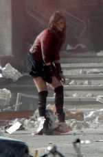 ELIZABETH OLSEN on the Set of Avengers 2: Age of Ultron in Italy