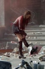 ELIZABETH OLSEN on the Set of Avengers 2: Age of Ultron in Italy