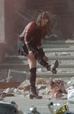 ELIZABETH OLSEN on the Set of Avengers 2: Age of Ultron in Italy