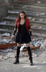 ELIZABETH OLSEN on the Set of Avengers 2: Age of Ultron in Italy