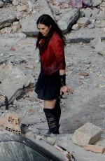 ELIZABETH OLSEN on the Set of Avengers 2: Age of Ultron in Italy