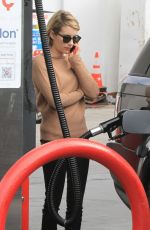 EMMA ROBERTS at a Gas Station in West Hollywood