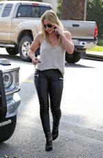 HILARY DUFF in Leather Out in West Hollywood