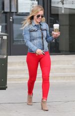 HILARY DUFF in Red Jeans Out in Sherman Oaks