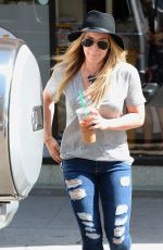 HILARY DUFF in Ripped Jeans Out and About in Beverly Hills