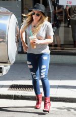 HILARY DUFF in Ripped Jeans Out and About in Beverly Hills