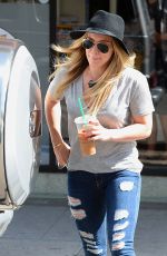 HILARY DUFF in Ripped Jeans Out and About in Beverly Hills