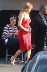 JENNIFER LOPEZ in Red Dress Arrives at American Idol Set in Hollywood