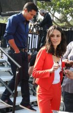 JORDANA BREWTER on the Set of Extra in Los Angeles