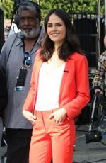 JORDANA BREWTER on the Set of Extra in Los Angeles