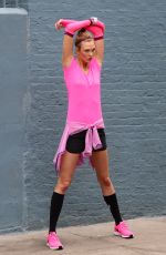 KARLIE KLOSS on the Set of New Nike Running Shoes Photoshoot