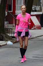 KARLIE KLOSS on the Set of New Nike Running Shoes Photoshoot
