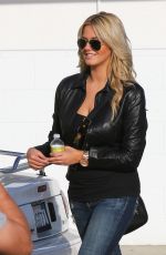 KATE UPTON in Jeans and Leather Jacket Out in Beverly Hills