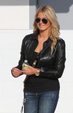 KATE UPTON in Jeans and Leather Jacket Out in Beverly Hills