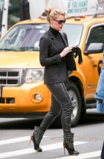 KATHERINE HEIGL in Leather Pants Out in New York