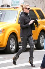 KATHERINE HEIGL in Leather Pants Out in New York