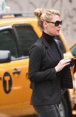 KATHERINE HEIGL in Leather Pants Out in New York