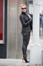 KATHERINE HEIGL in Leather Pants Out in New York