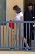 KATHERINE MCPHEE on the Set of Scorpion in Los Angeles
