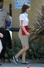 KATHERINE MCPHEE on the Set of Scorpion in Los Angeles