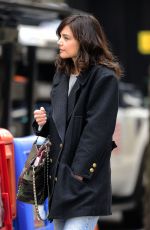 KATIE HOLMES on the Set of Dangerous Liaisons in New York