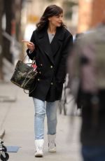 KATIE HOLMES on the Set of Dangerous Liaisons in New York