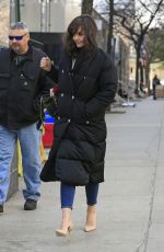 KATIE HOLMES on the Set of Dangerous Liaisons in New York
