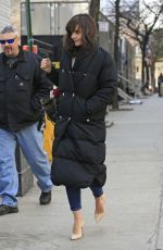 KATIE HOLMES on the Set of Dangerous Liaisons in New York