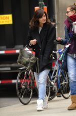 KATIE HOLMES on the Set of Dangerous Liaisons in New York