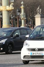 KENDALL JENNER Driving Smart Car on Her Eay to Musee du Douvre in Paris