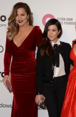 KIM, KHLOE and KOURNEY KARDASHIAN at Elton John Aids Foundation Oscar Party in Los Angeles