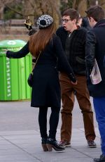 LEA MICHELE at Washington Square Park in New York