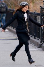 LEA MICHELE at Washington Square Park in New York