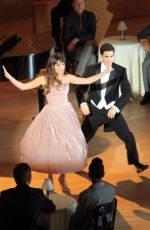LEA MICHELE on the Set of Glee in Los Angeles