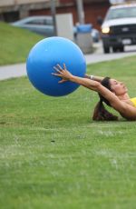 LEILANI DOWDING at Work Out Session in a Park in Los Angeles