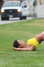 LEILANI DOWDING at Work Out Session in a Park in Los Angeles