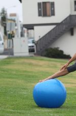 LEILANI DOWDING at Work Out Session in a Park in Los Angeles