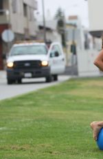 LEILANI DOWDING at Work Out Session in a Park in Los Angeles