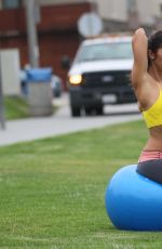 LEILANI DOWDING at Work Out Session in a Park in Los Angeles