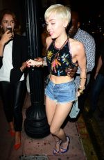 MILEY CYRUS in Jeans Shorts Arrives at Cameo Nightclub in Miami