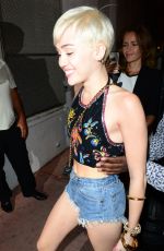 MILEY CYRUS in Jeans Shorts Arrives at Cameo Nightclub in Miami