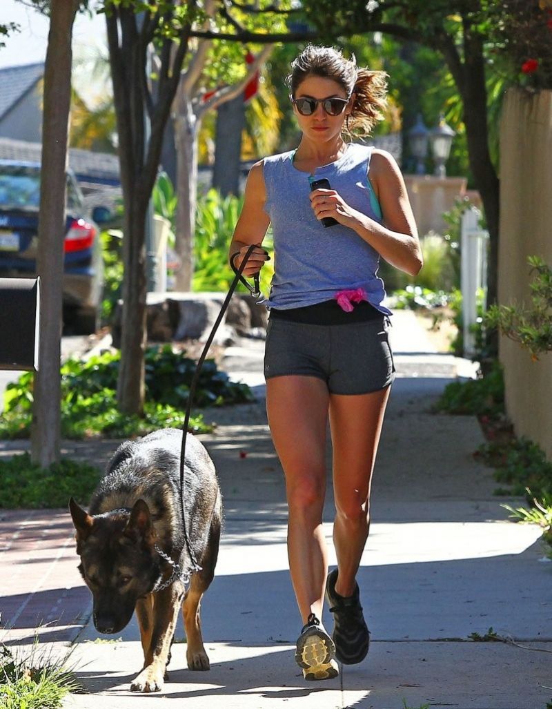NIKKI REED in Shorts Jogging in Los Angeles – HawtCelebs