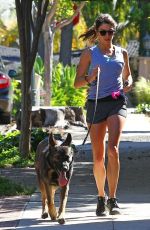 NIKKI REED in Shorts Jogging in Los Angeles