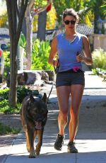 NIKKI REED in Shorts Jogging in Los Angeles